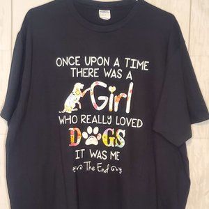 Port & Co ‘Girl who really loved dogs’ black graphic tee shirt Sz 2XL